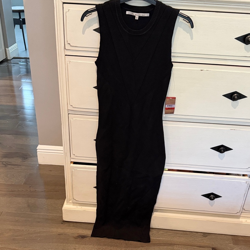 RACHEL Rachel Roy Black Sleeveless Midi Knit Dress